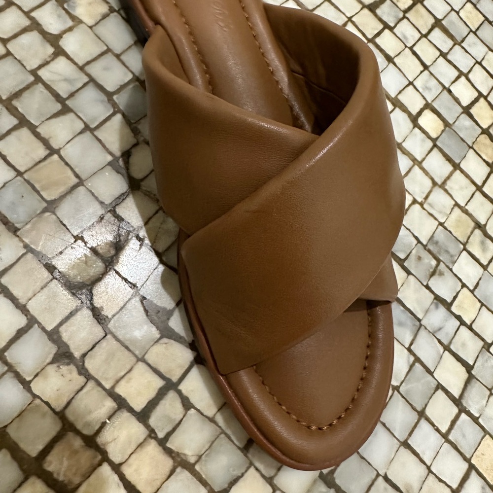 J. Crew Menorca Padded Cross-Strap Leather Sandal - Picture 2 of 4